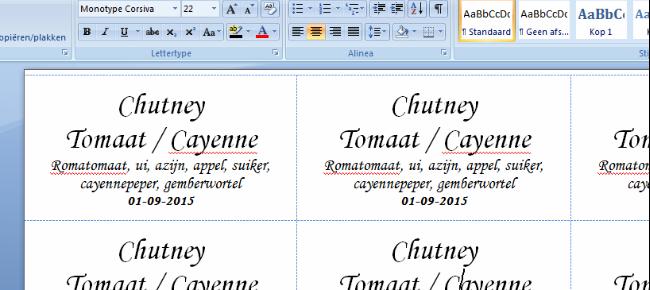 Verwonderend Etiketten maken met Microsoft Word. - Inmaken en Bewaren RM-18